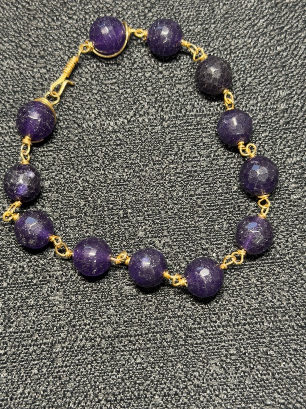 Gold tone -Linked Purple amethyst Bracelet - Elegant Women’s Bracelet